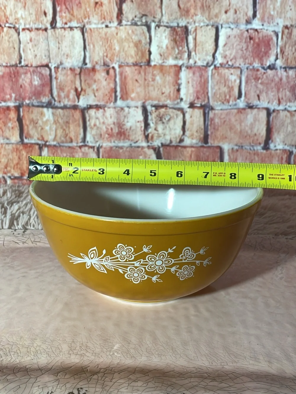 Vintage Butterfly Gold Yellow Floral Mixing Bowl